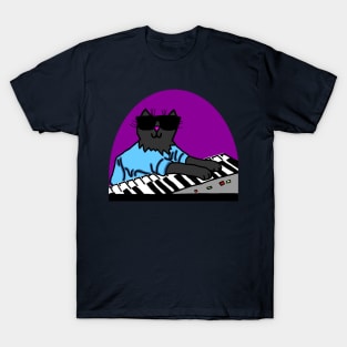 Cool Cat Wearing Sunglasses Makes Music T-Shirt